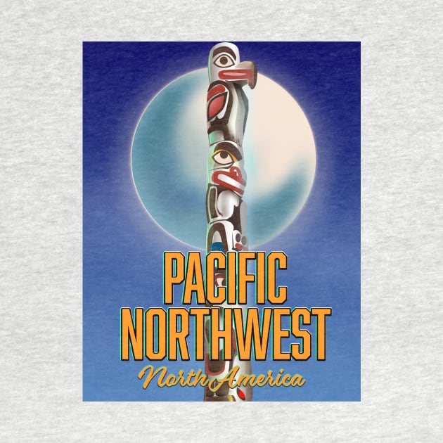 Pacific northwest totem pole travel poster by nickemporium1